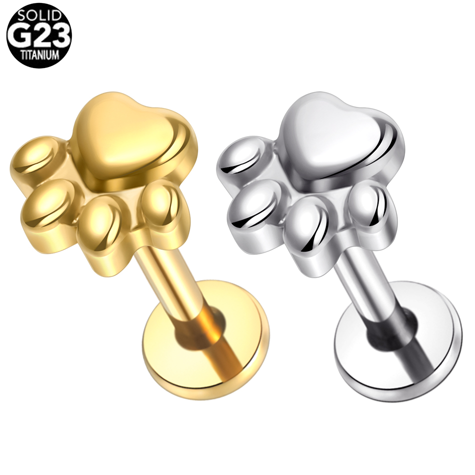 Body Jewelry Implant Grade Titanium - Implante Grau Titanium Paw Print Stud