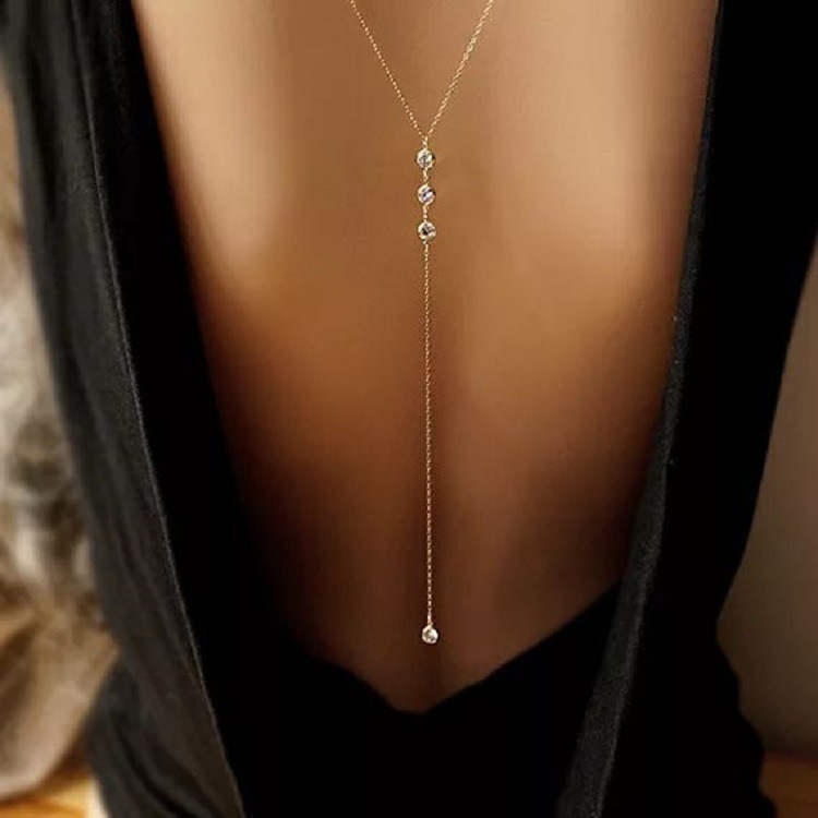Body Jewelry Back - Novo strass sexy feminino volta corrente