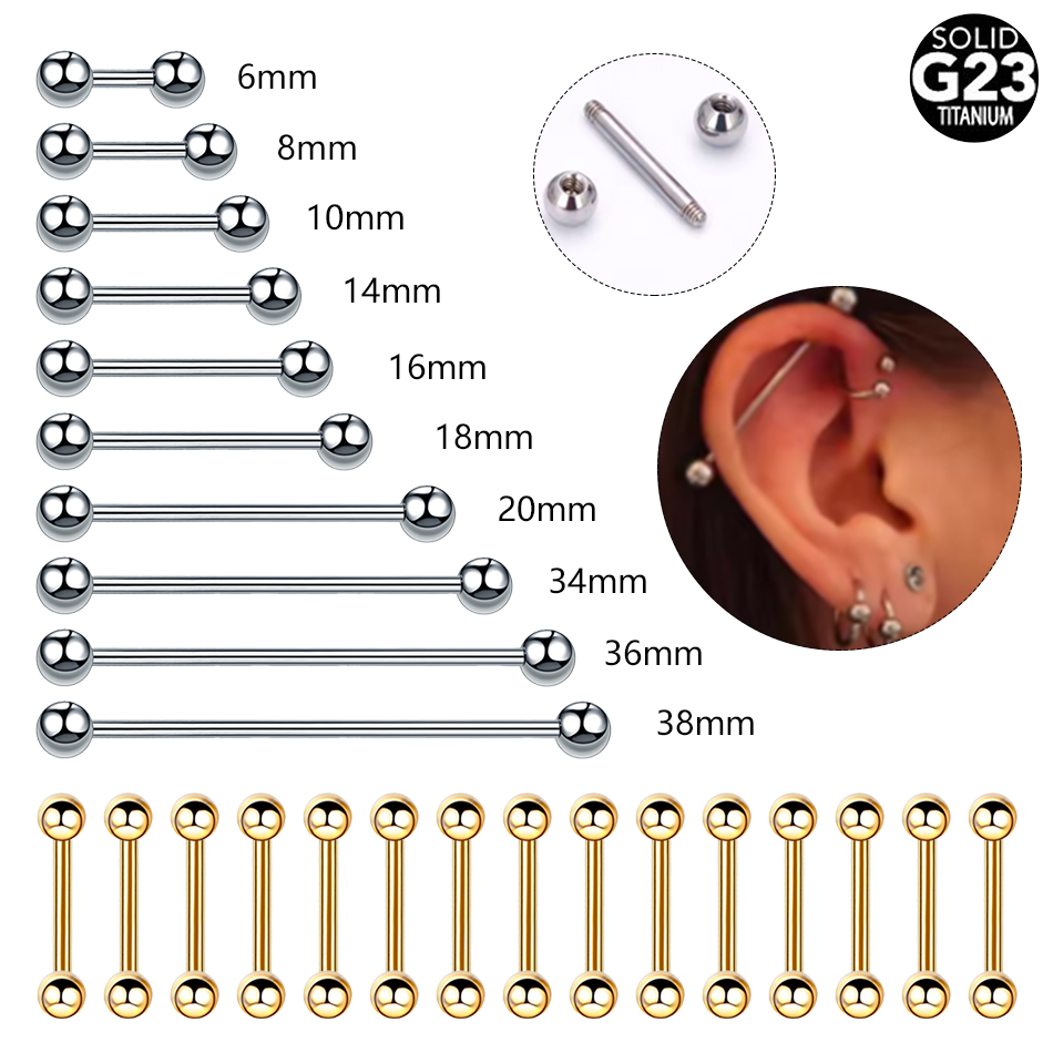 Body Jewelry Nipple Rings - 1/5 pçs titânio fio externo língua