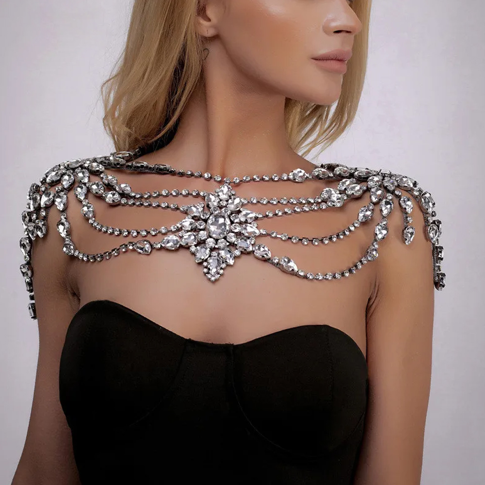 Body Jewelry Dress - Boho cristal nupcial ombro corrente colar