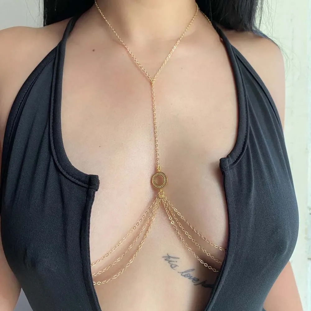 Body Jewelry Nipple Chain - Correntes redondas ocas para mamilos, joias