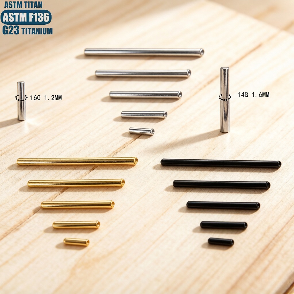 Body Jewelry Implant Grade Titanium - Atacado: Haste Reta de Titânio Grau