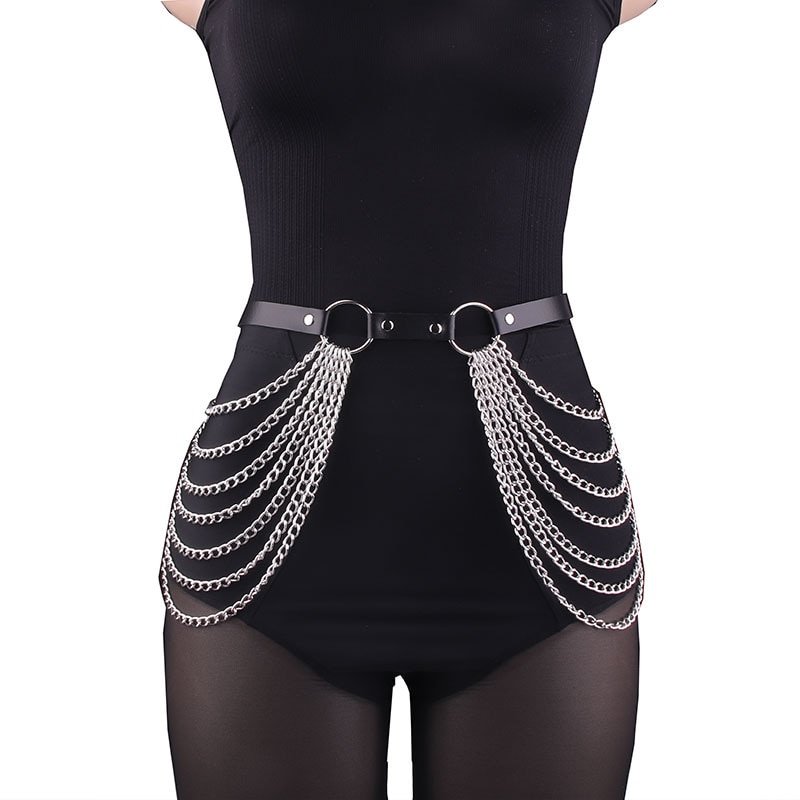 Body Jewelry Thigh Chain - Cinto de Ligas de Couro PU