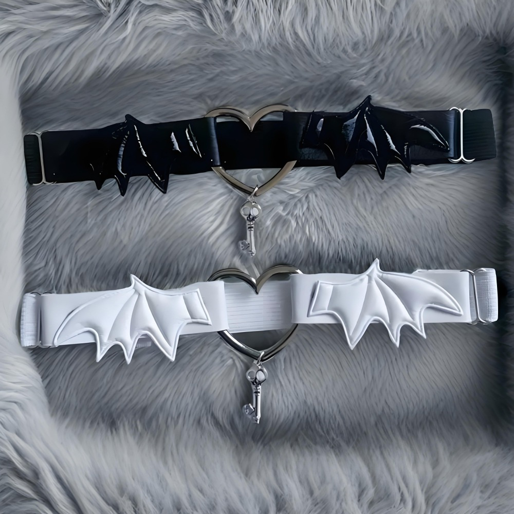 Body Jewelry Thigh Chain - Gótico harajuku preto coração asa perna