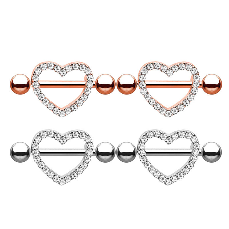Anel de mamilo com coração par - Body Jewelry Nipple Rings avaliação e preço