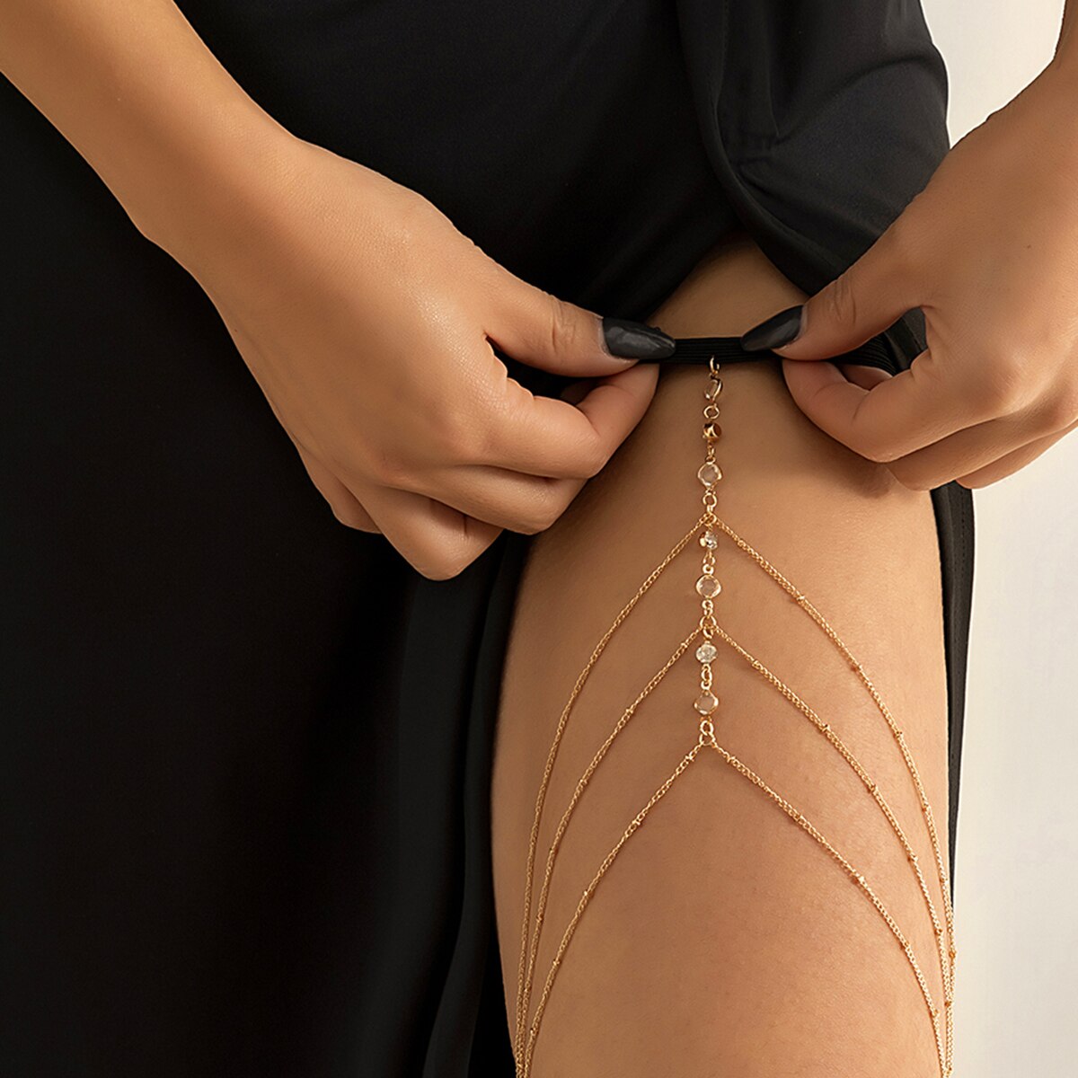 Boho elástico de cristal perna - Body Jewelry Thigh Chain avaliação e preço