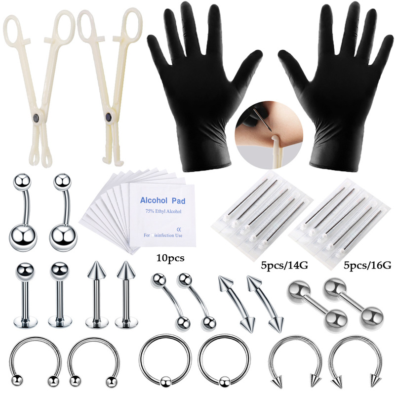 42 pçs/set corpo piercing kit  - Body Jewelry Nipple Rings avaliação e preço