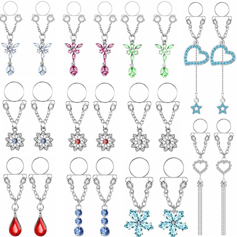 Novo Par de Piercings Falsos p - Body Jewelry Nipple Rings avaliação e preço