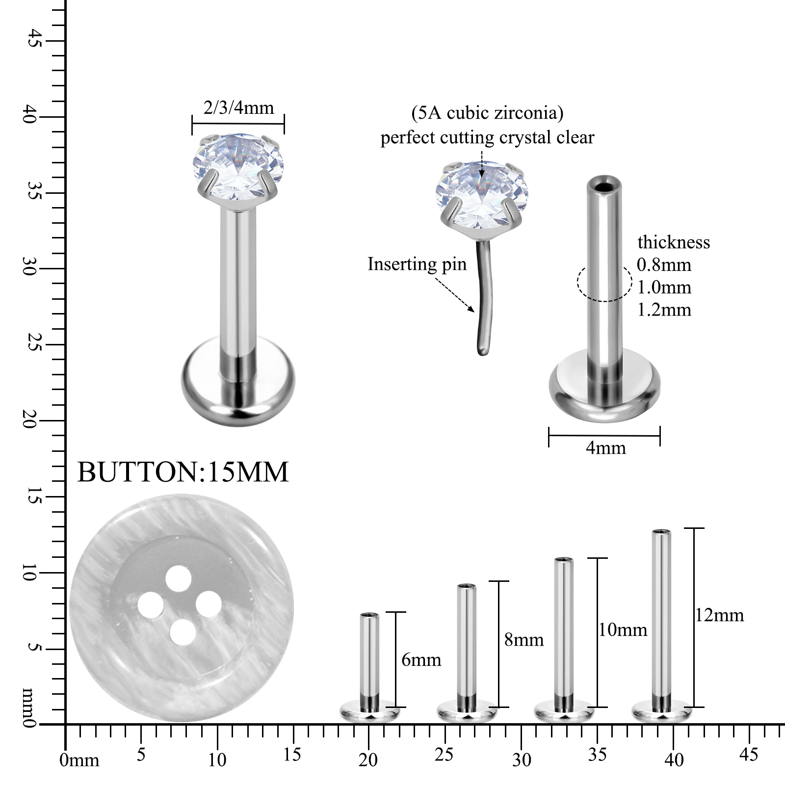 Brinco Labret F136 G23 de Titâ - Body Jewelry Implant Grade Titanium avaliação e preço